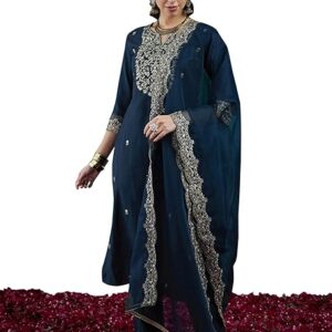 INDO ERA Women's Viscose Embroidered Straight Kurta Set with Dupatta