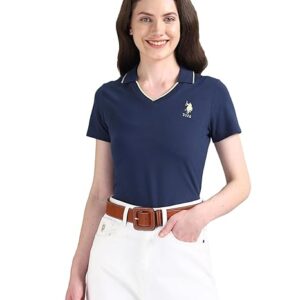 U.S. Polo ASSN. Women's Cotton Regular Fit Solid Polo Shirt