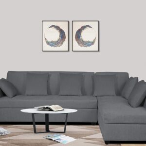 Adorn India Rio Decent L Shape Right Side Handle 6 Seater Corner Sofa Set (Grey) (3 Year Warranty)