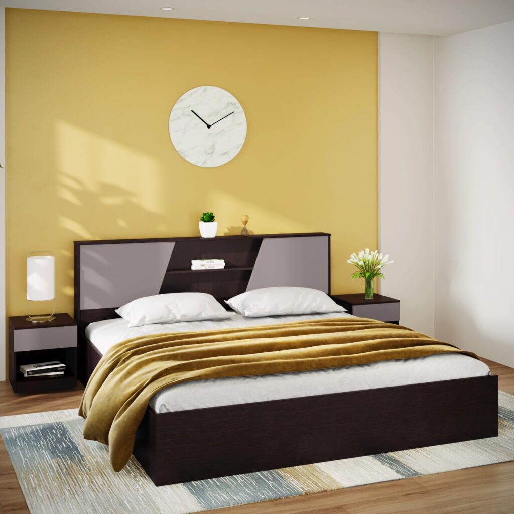 GODREJ INTERIO Bed, Hannah King Size Engineered Wood Bed with Box Storage, Prelaminated Particle Board